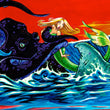 Load image into Gallery viewer, Radical Rick vs. the Giant Squid - ORIGINAL ILLUSTRATION