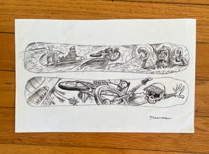 HAND SIGNED SNOWBOARD #2 with 2 ORIGINAL SKETCHES