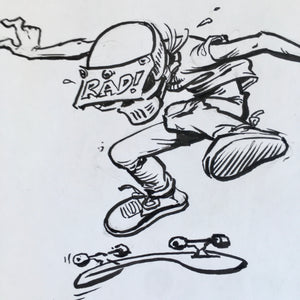 "RAD KICKFLIP" original inked drawing