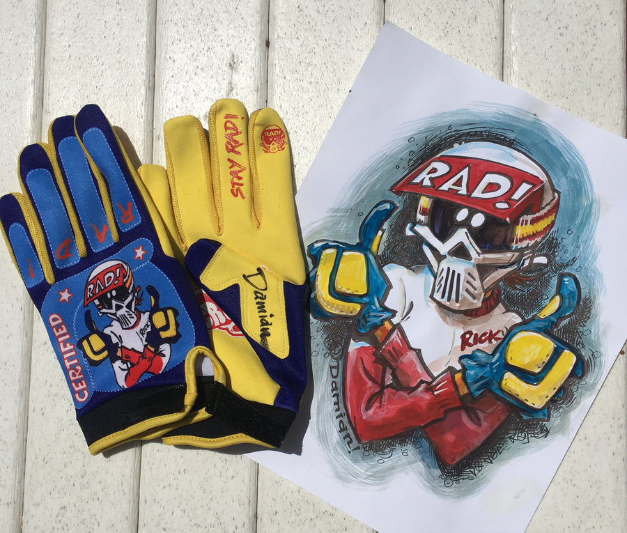 "THUMBS WAY UP" ORIGINAL WATERCOLOR AND SIGNED GLOVES