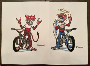 "RADICAL RICK ANGEL AND DEVIL CONSCIENCE" ORIGINAL WATERCOLOR ART